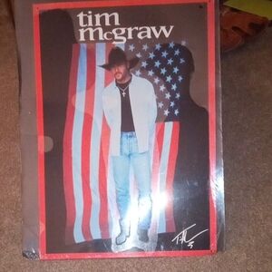 Tim McGraw metal sign with American Flag